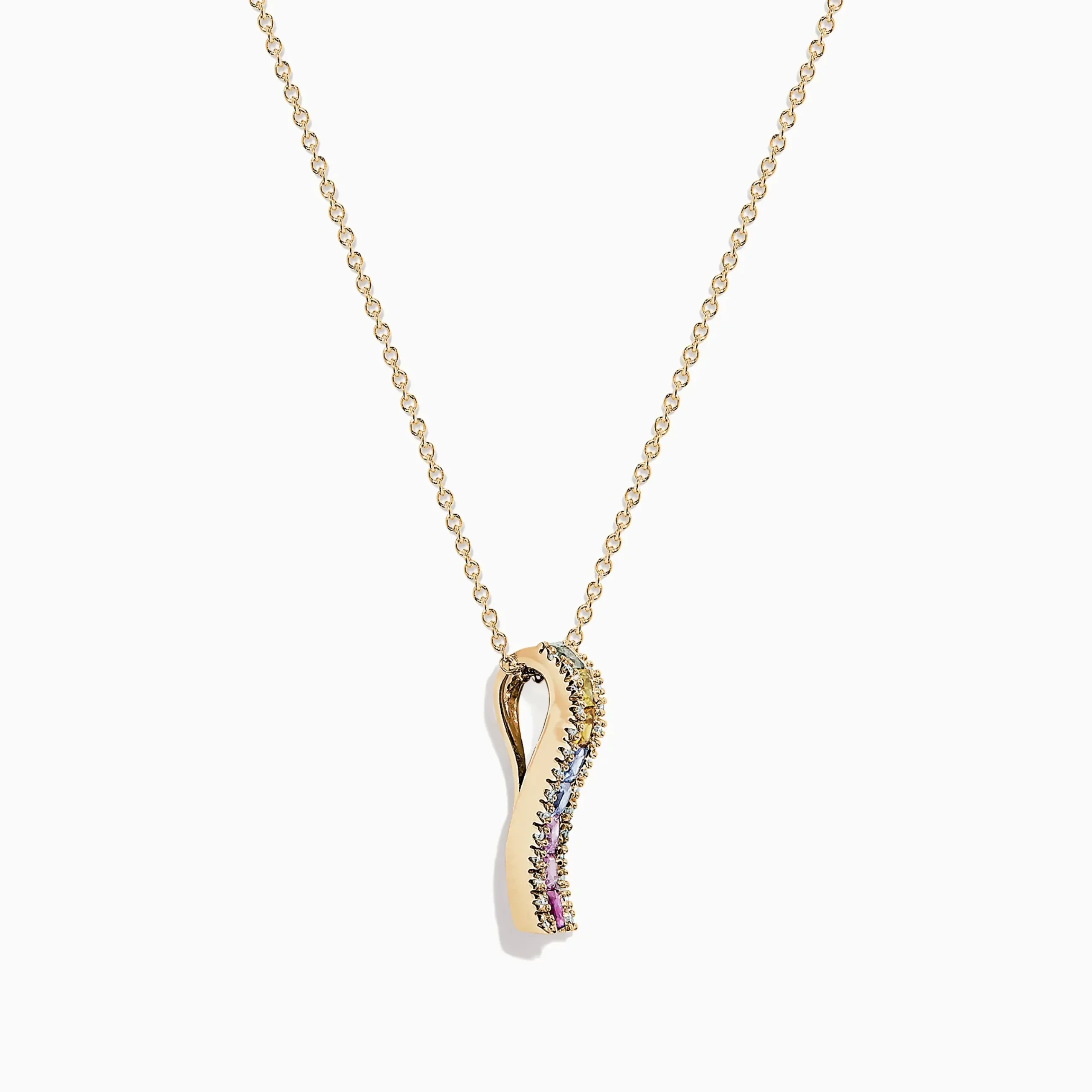Necklaces & Pendants|Effy Jewelry Watercolors 14K Yellow Gold Multi Sapphire u0026 Diamond Pendant, 1.17 TCW