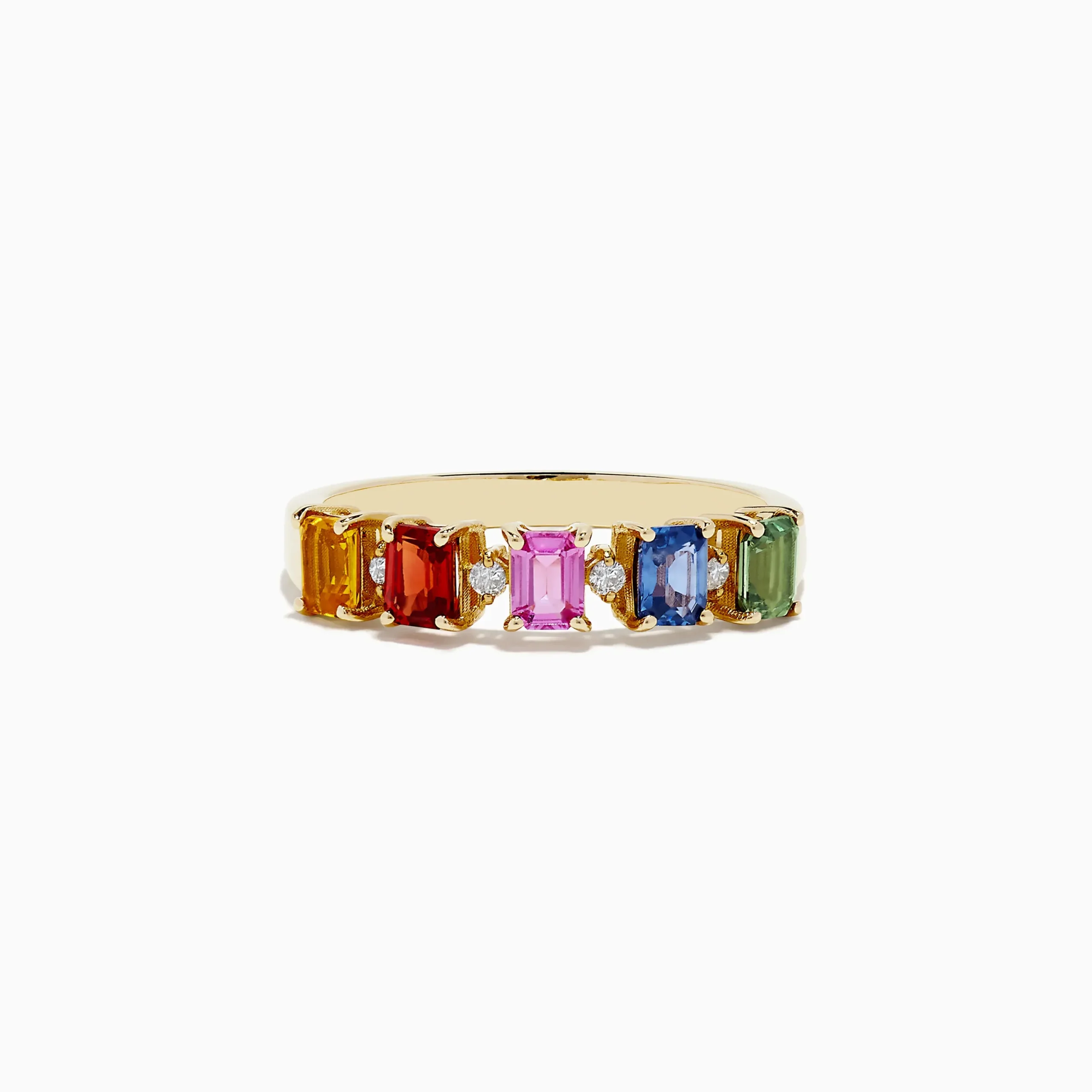 Rings|BH Multi Watercolors 14K Yellow Gold Multi Sapphire and Diamond Ring, 1.30 TCW