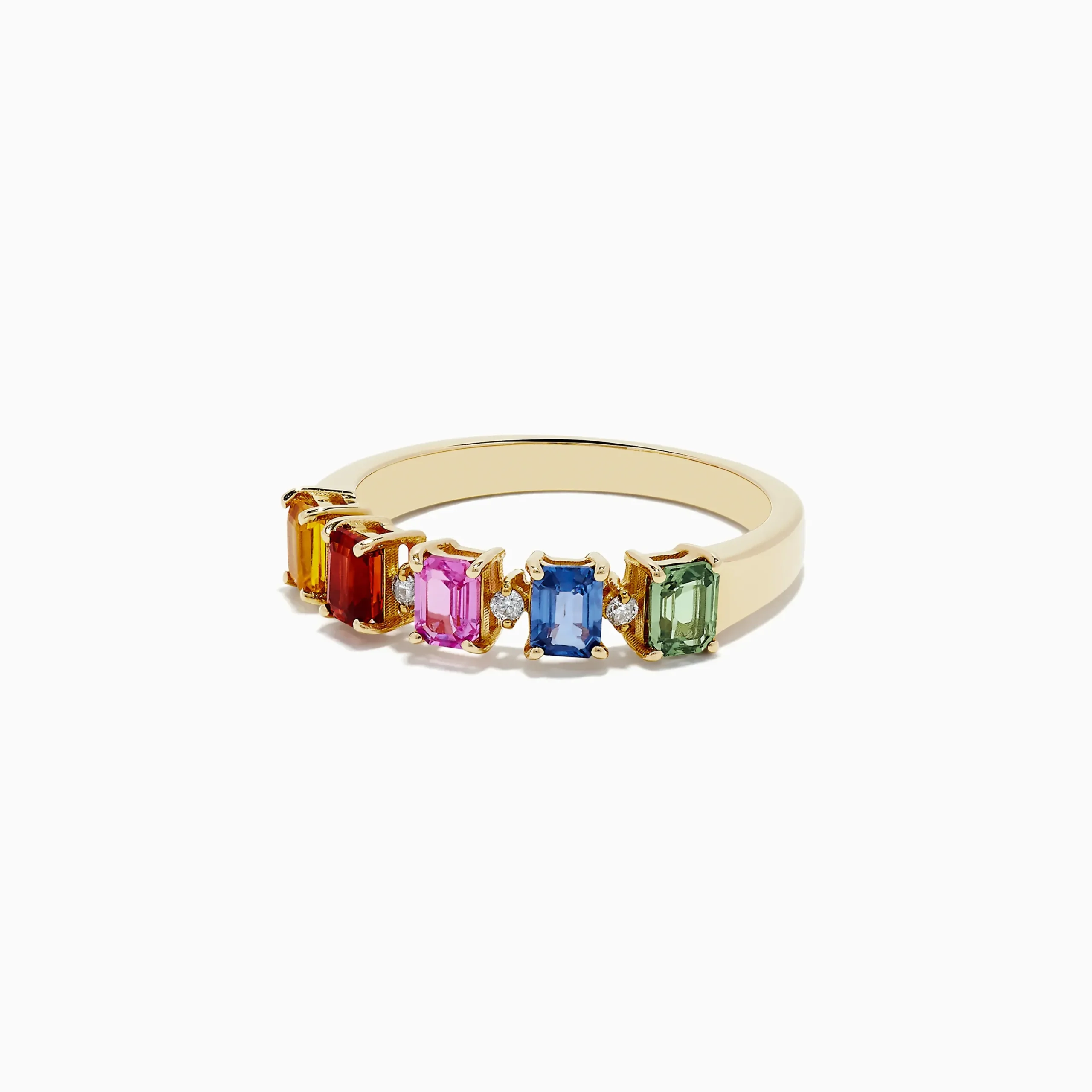 Rings|BH Multi Watercolors 14K Yellow Gold Multi Sapphire and Diamond Ring, 1.30 TCW