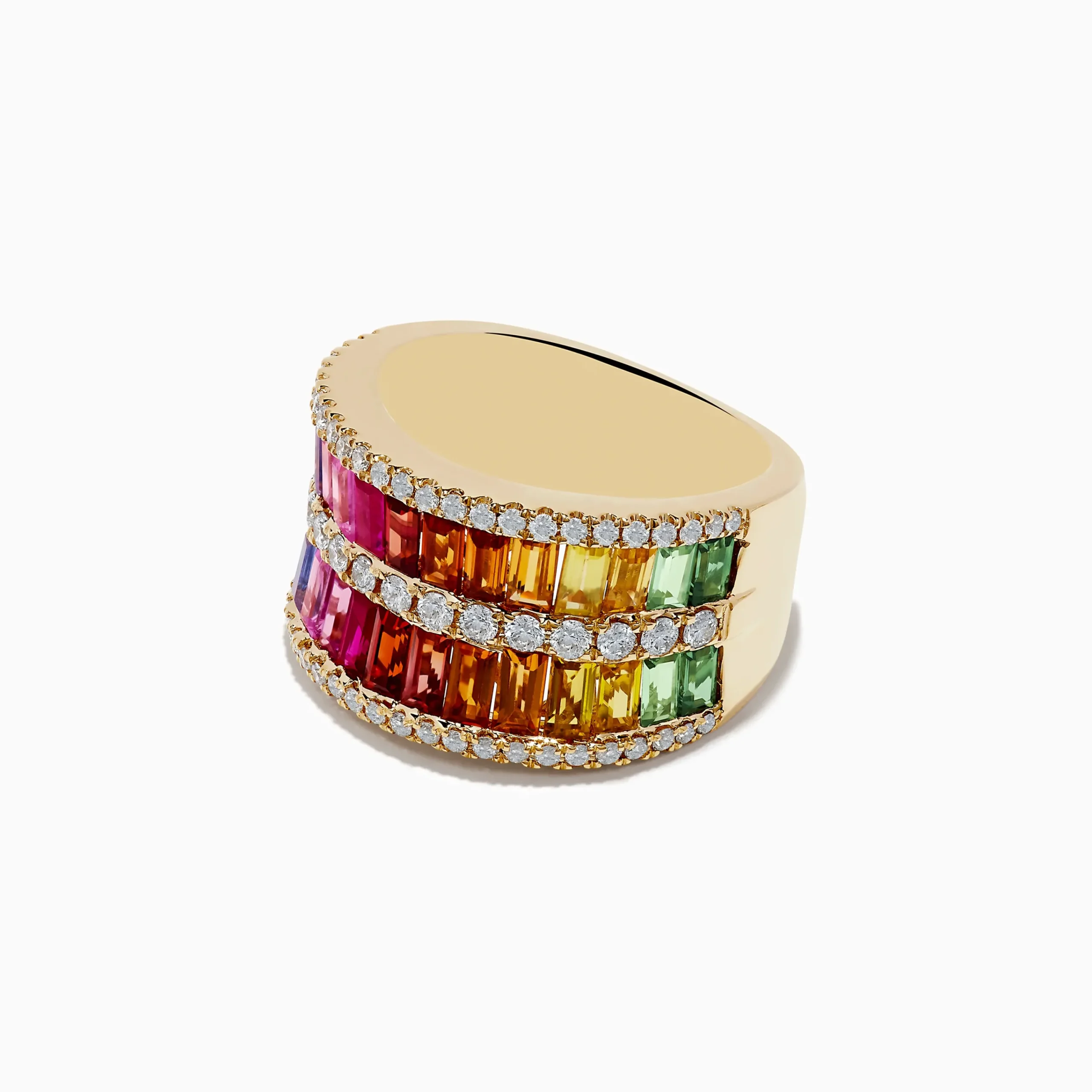 Rings|Effy Jewelry Watercolors 14K Yellow Gold Multi Sapphire and Diamond Ring