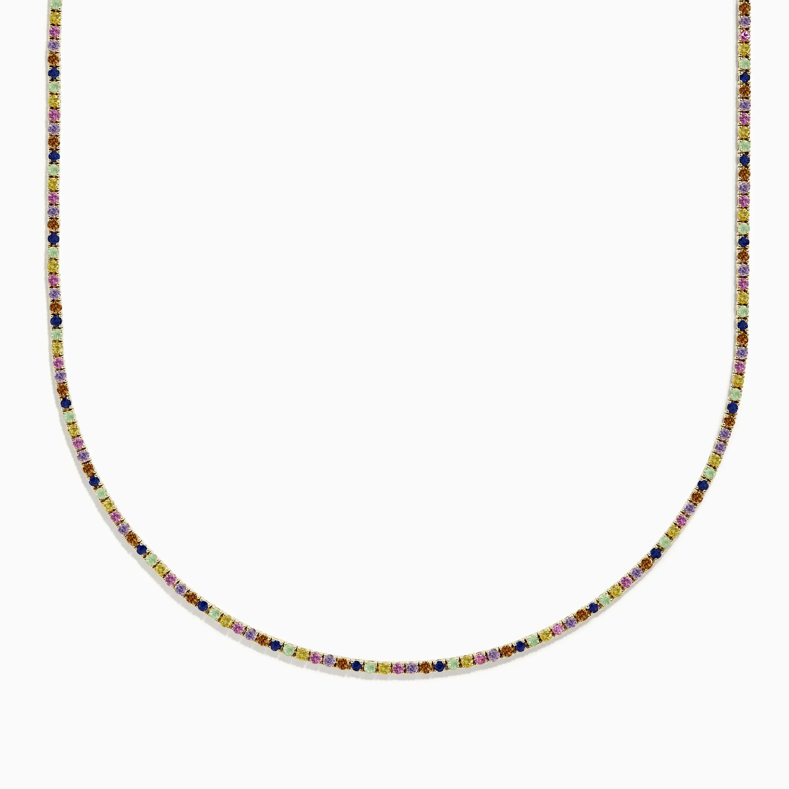 Necklaces & Pendants|Effy Jewelry Watercolors 14k Yellow Gold Multi Sapphire Tennis Necklace