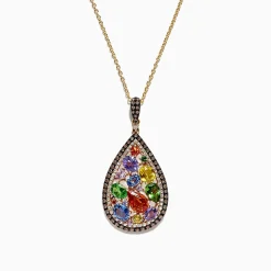 Necklaces & Pendants|Effy Jewelry Watercolors 14K Yellow Gold Multi Sapphire u0026 Diamond Pendant, 4.21 TCW