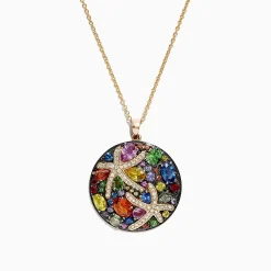 Necklaces & Pendants|Effy Jewelry Watercolors 14K Yellow Gold Multi Sapphire u0026 Diamond Pendant, 5.71 TCW