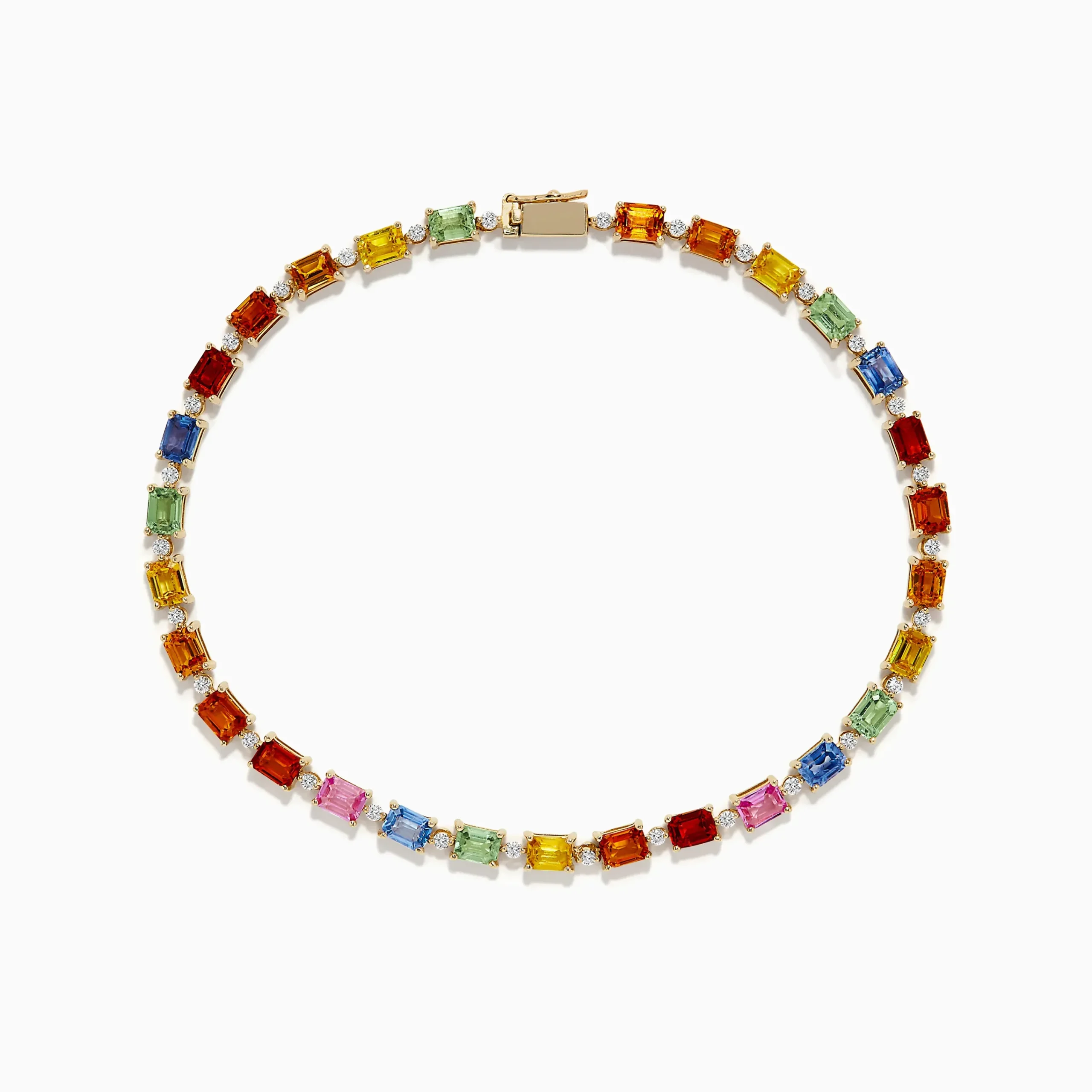 Bracelets|Effy Jewelry Watercolors 14K Yellow Multi Sapphire and Diamond Tennis Bracelet